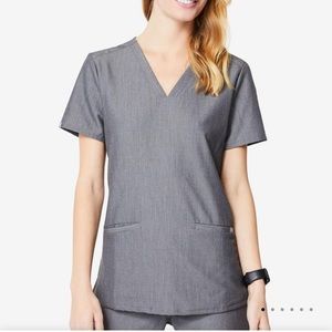 FIGS Grey Three Pocket Scrub Top